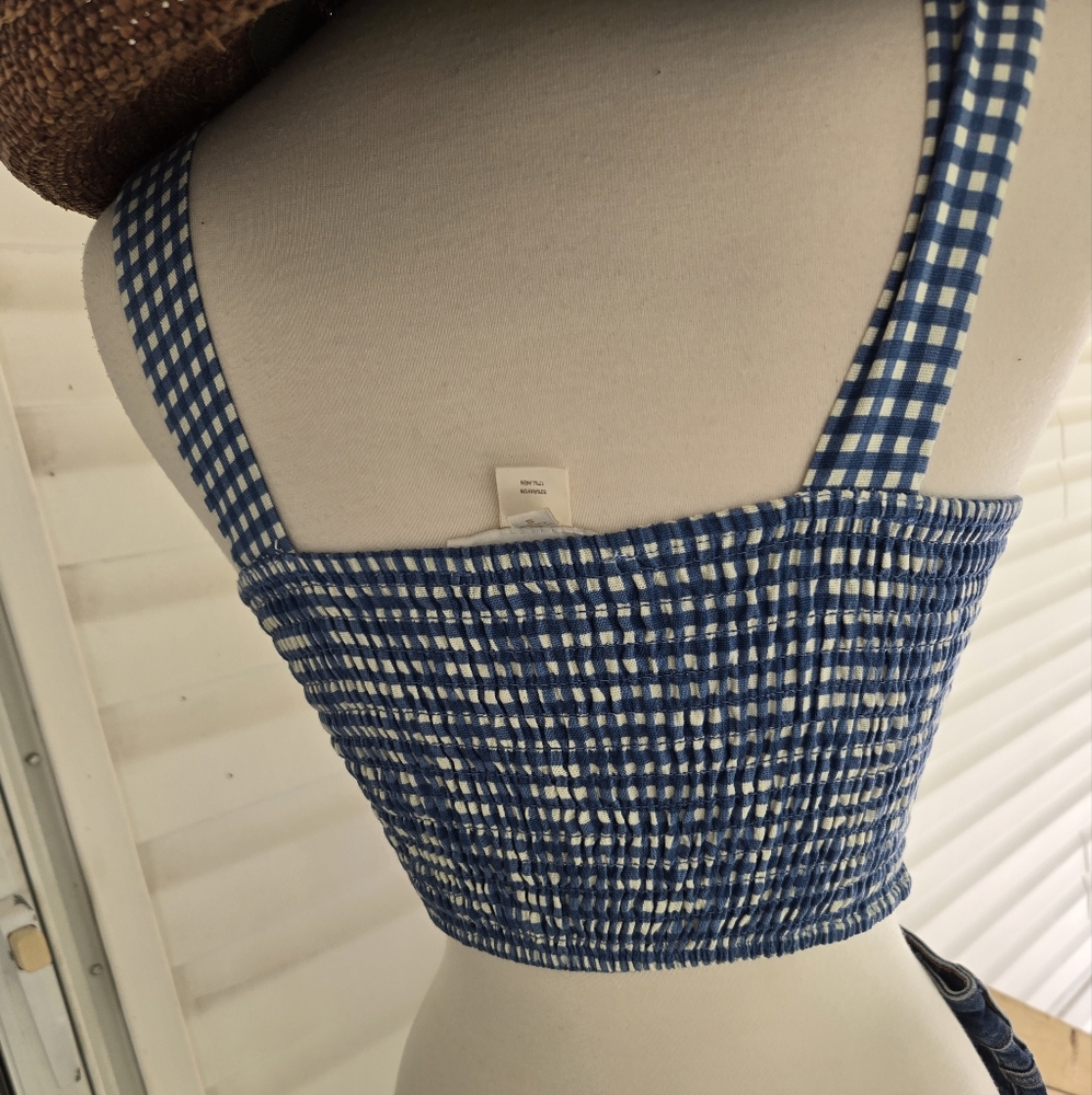 Monteau Blue and White Gingham Tank Top - Picture 2 of 5